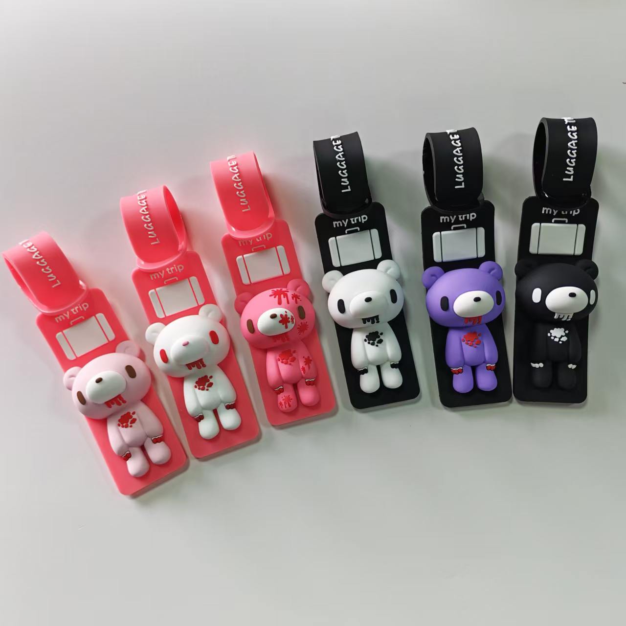 Travel Accessories International - ป้ายแท็กกระเป๋าเดินทางซิลิโคนรูปหมีการ์ตูนน่ารัก, ป้ายระบุกระเป๋าเดินทางป้องกันการสูญหาย, สายรัดปรับได้, ป้ายชื่อกระเป๋าเดินทางสำหรับเดินทาง