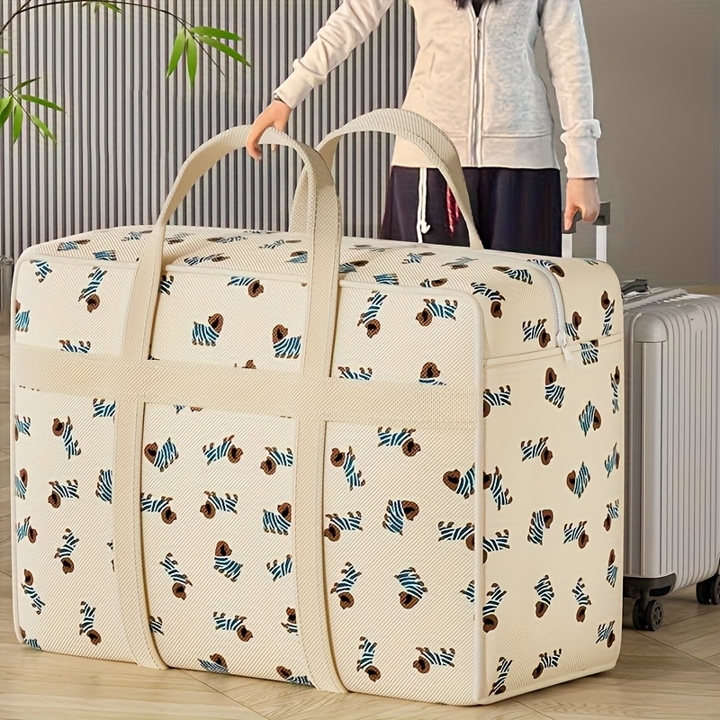 Travel Accessories New - กระเป๋าจัดระเบียบสัมภาระแบบพับได้ 1 ชิ้น ลายลูกสุนัขน่ารัก ความจุขนาดใหญ่ ประหยัดพื้นที่สำหรับการเดินทาง